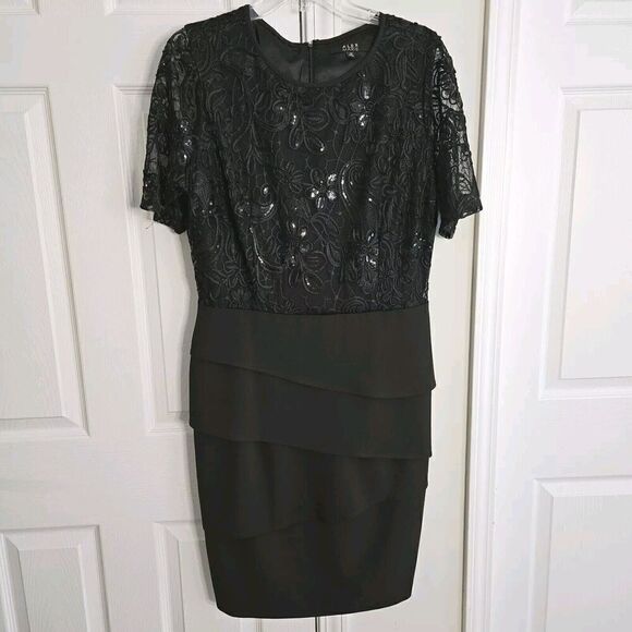 Alex Marie Black Size 12 Dress Embroidery Sequins On Top Layered Skirting LNC - Picture 1 of 12